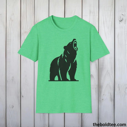 T-Shirt Heather Irish Green / S Roaring Bear Tee - Bold Urban Cotton T-Shirt - 9 Bright Colors Available