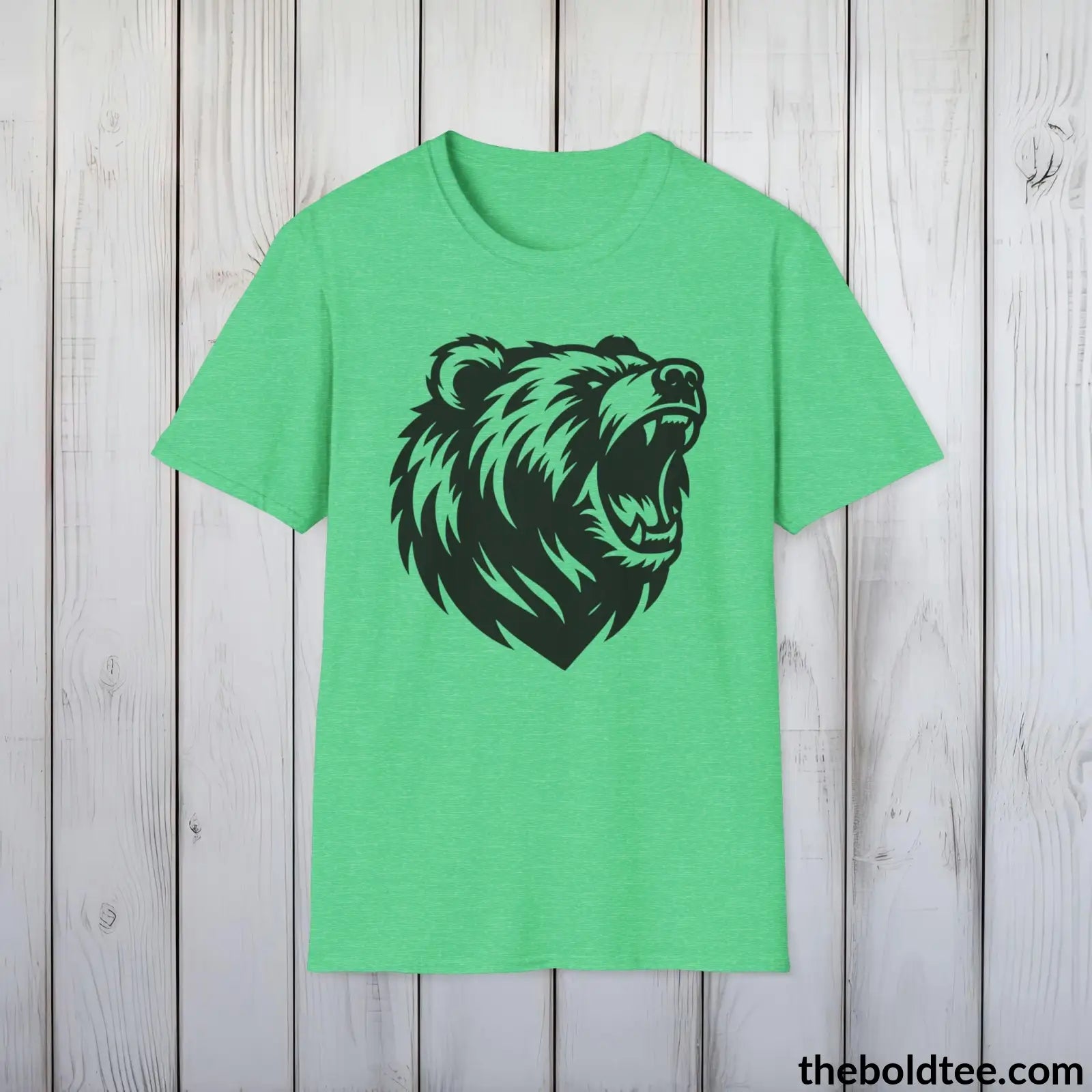 T-Shirt Heather Irish Green / S Roaring Bear Tee - Bold Urban Cotton T-Shirt - 9 Bright Colors Available