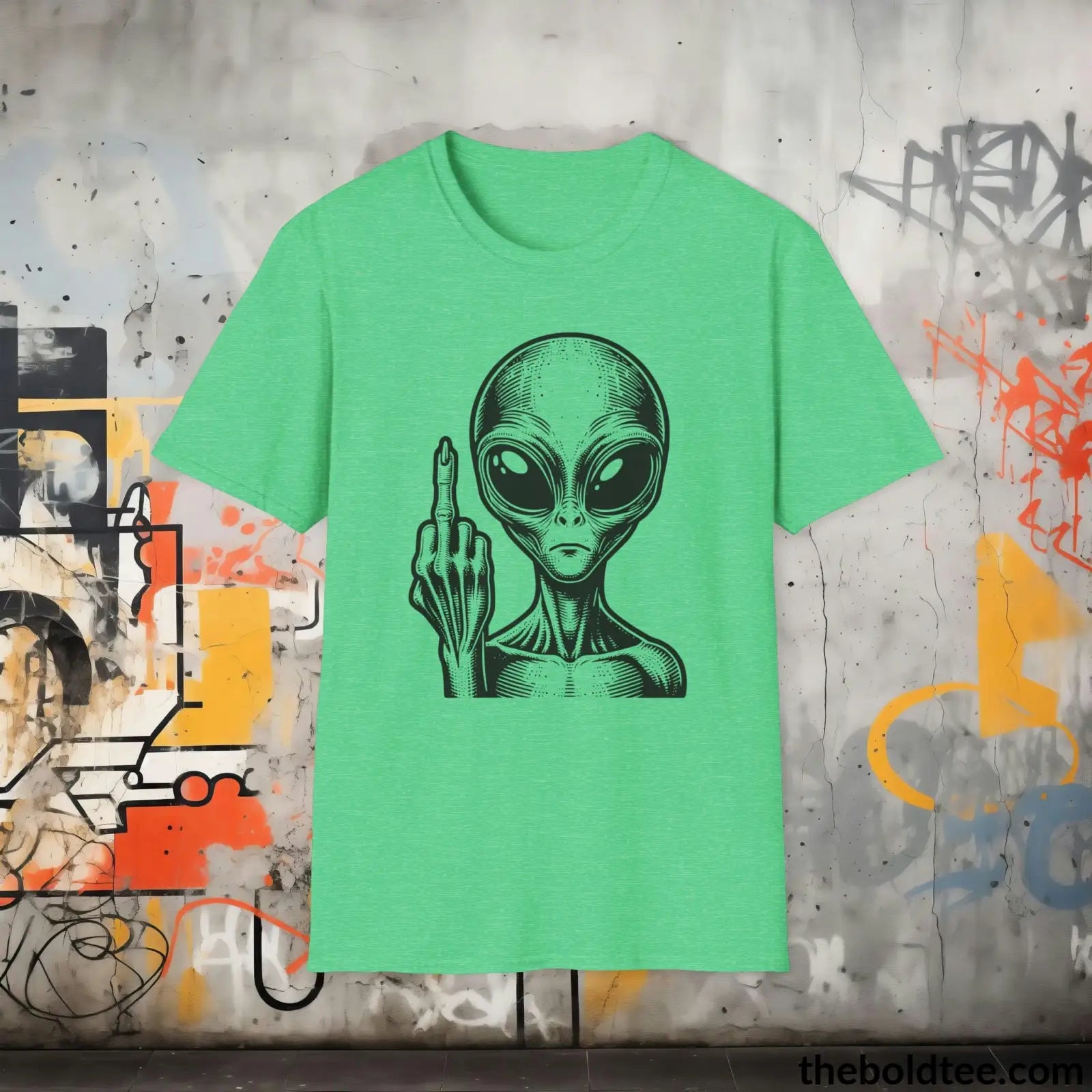 T-Shirt Heather Irish Green / S Sassy Alien Attitude T-Shirt: Soft, Casual, and Unapologetically Alien - Edgy Cotton Crewneck - Cheeky Humor to Your Wardrobe in 8 Colors