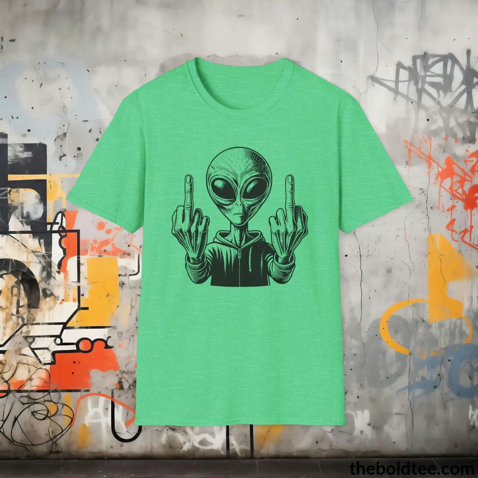 T-Shirt Heather Irish Green / S Sassy Alien Attitude T-Shirt: Soft, Casual, and Unapologetically Alien - Edgy Cotton Crewneck - Cheeky Humor to Your Wardrobe in 8 Colors