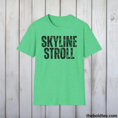 T-Shirt Heather Irish Green / S SKYLINE STROLL Hiking Tee - Sustainable & Soft Cotton Crewneck Unisex T-Shirt - 8 Trendy Colors