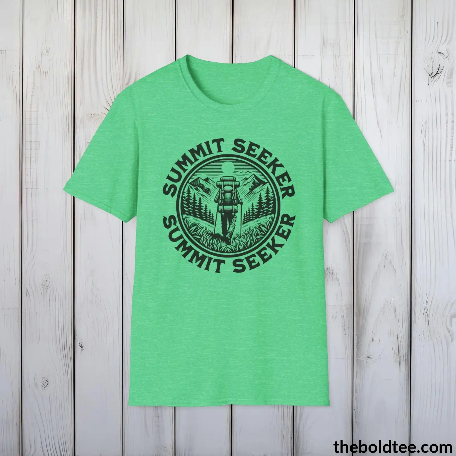 T-Shirt Heather Irish Green / S SUMMIT SEEKER Hiking Tee - Sustainable & Soft Cotton Crewneck Unisex T-Shirt - 8 Trendy Colors