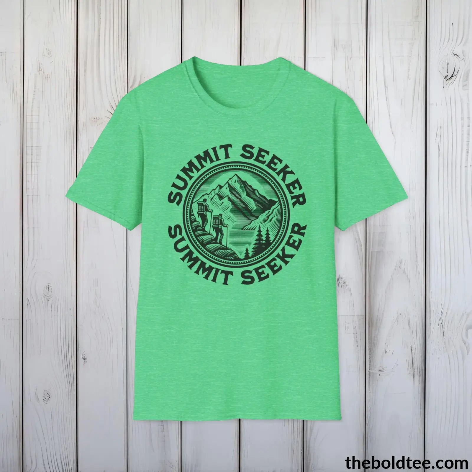 T-Shirt Heather Irish Green / S SUMMIT SEEKER Hiking Tee - Sustainable & Soft Cotton Crewneck Unisex T-Shirt - 8 Trendy Colors