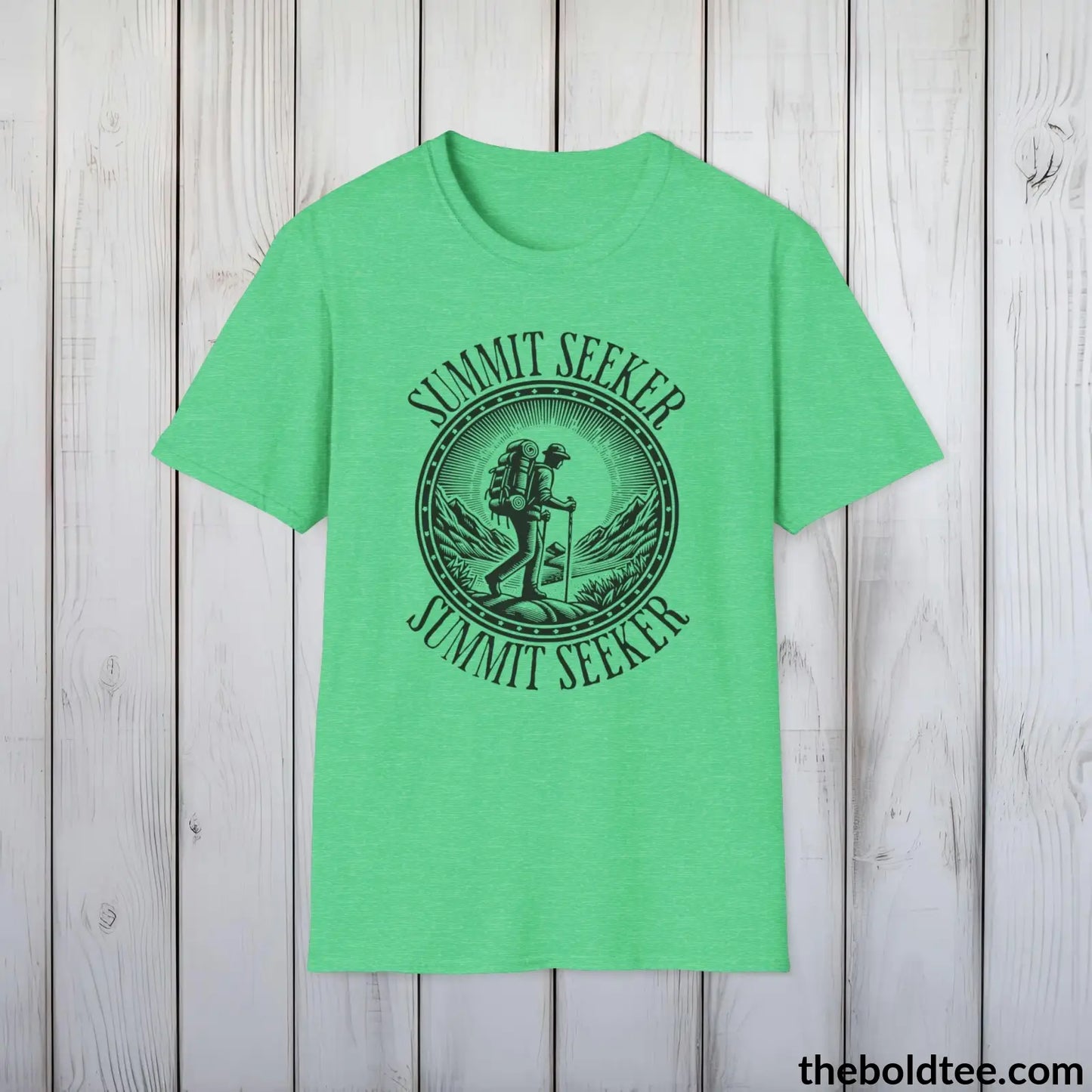 T-Shirt Heather Irish Green / S SUMMIT SEEKER Hiking Tee - Sustainable & Soft Cotton Crewneck Unisex T-Shirt - 8 Trendy Colors