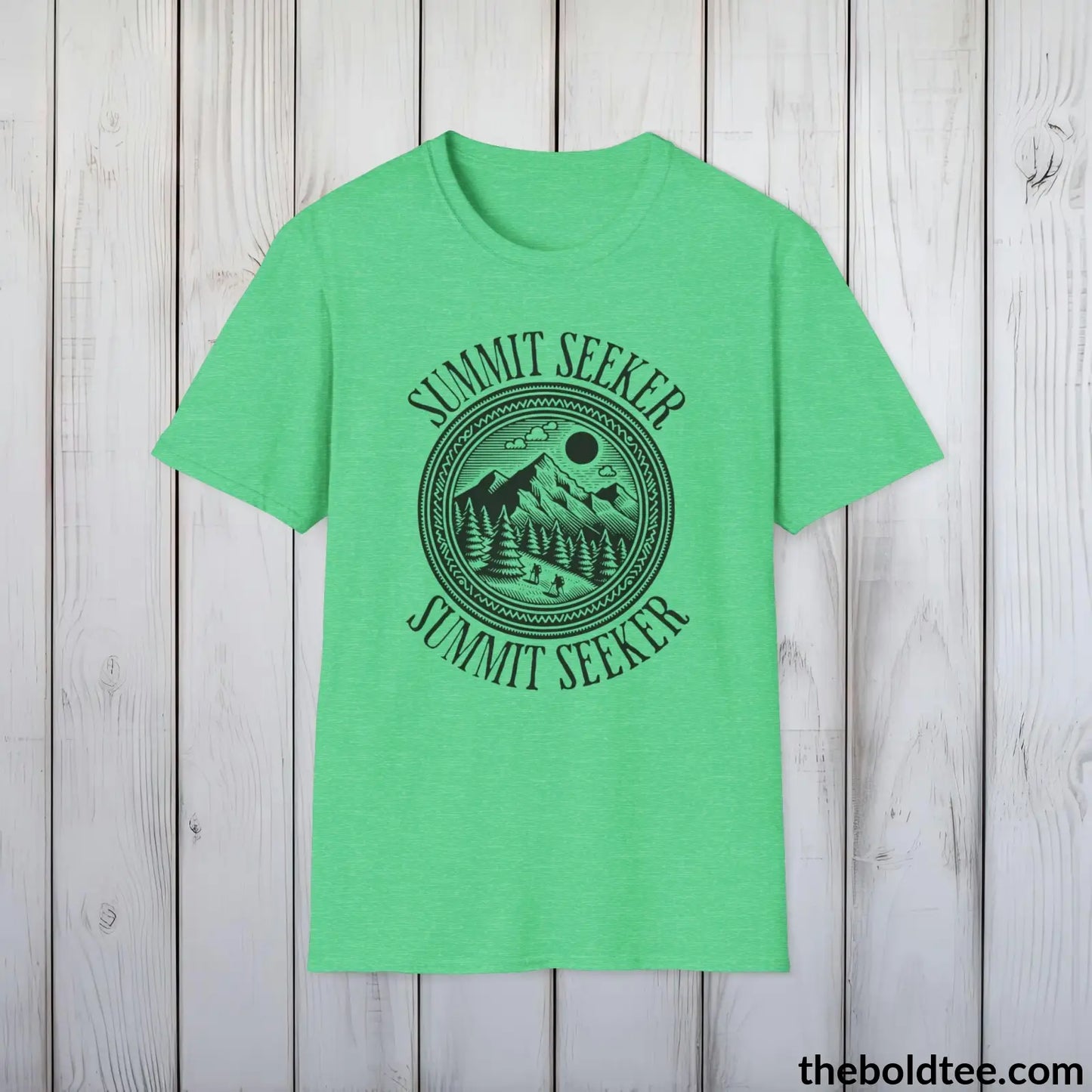 T-Shirt Heather Irish Green / S SUMMIT SEEKER Hiking Tee - Sustainable & Soft Cotton Crewneck Unisex T-Shirt - 8 Trendy Colors