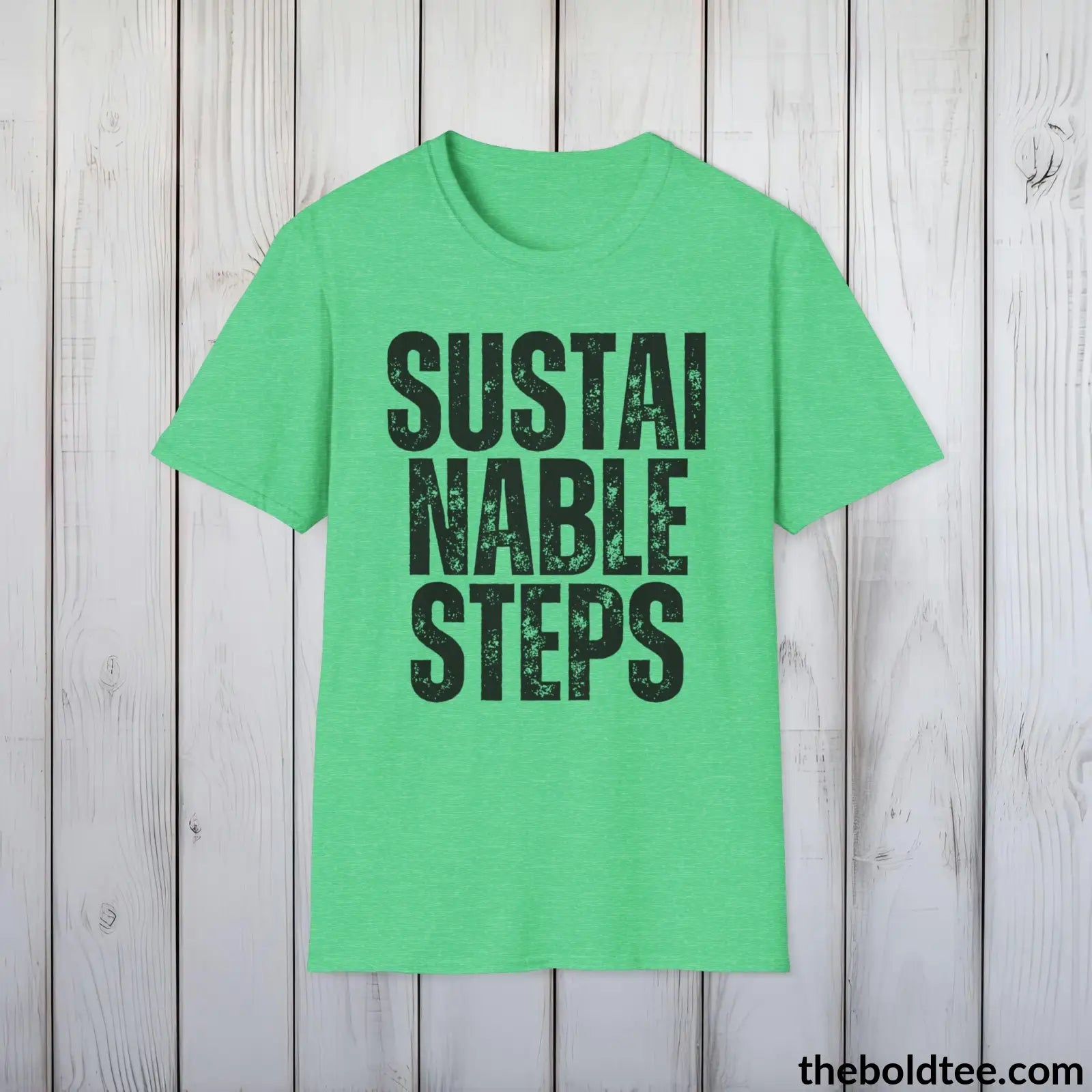 T-Shirt Heather Irish Green / S SUSTAINABLE STEPS Tee - Casual, Sustainable & Soft Cotton Crewneck Unisex T-Shirt - 9 Bold Colors