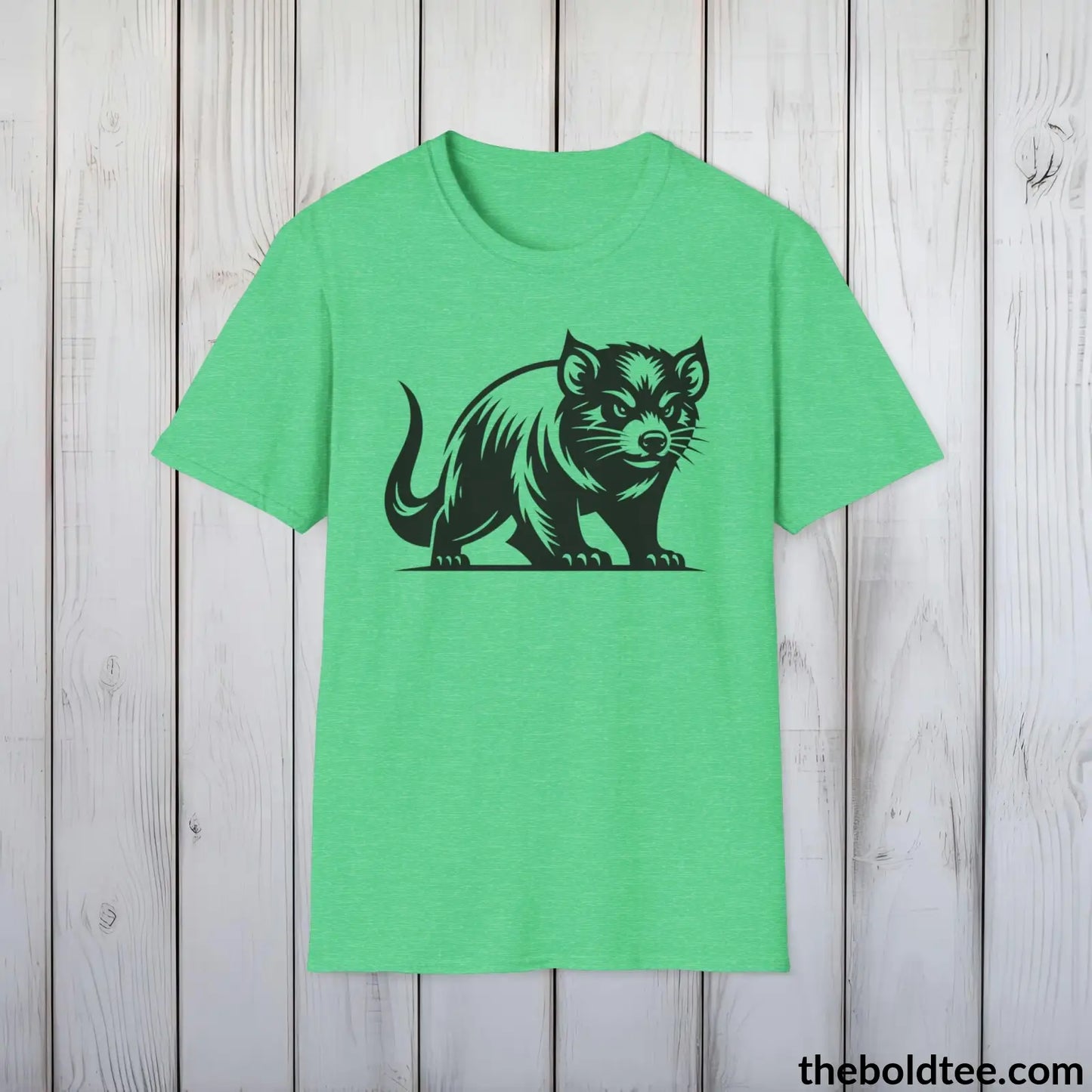 T-Shirt Heather Irish Green / S Tazmanian Devil Tee - Casual, Sustainable & Soft Cotton Crewneck Unisex T-Shirt - 9 Bold Colors