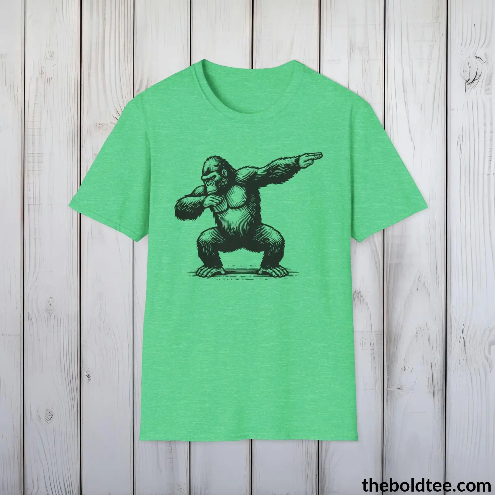 T-Shirt Heather Irish Green / S The Bold Gorilla Dap Tee - Casual, Sustainable & Soft Cotton Crewneck Unisex T-Shirt - in 9 Bold Colors