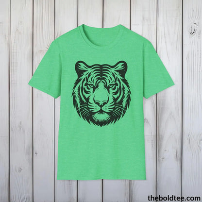 T-Shirt Heather Irish Green / S Tiger Tee - Casual, Sustainable & Soft Cotton Crewneck Unisex T-Shirt - in 9 Bold Colors