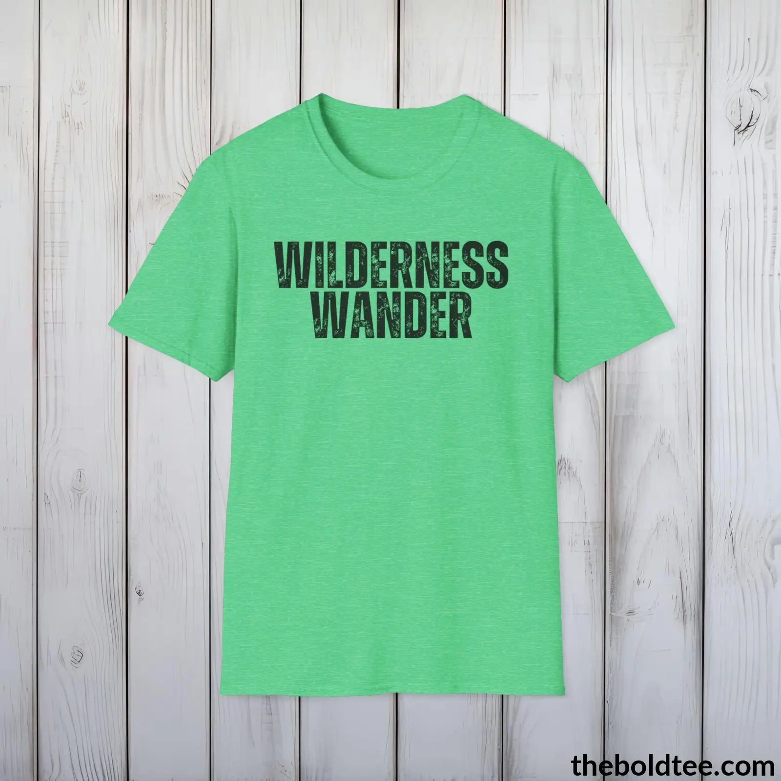 T-Shirt Heather Irish Green / S WILDERNESS WANDERER Hiking Tee - Sustainable & Soft Cotton Crewneck Unisex T-Shirt - 8 Trendy Colors