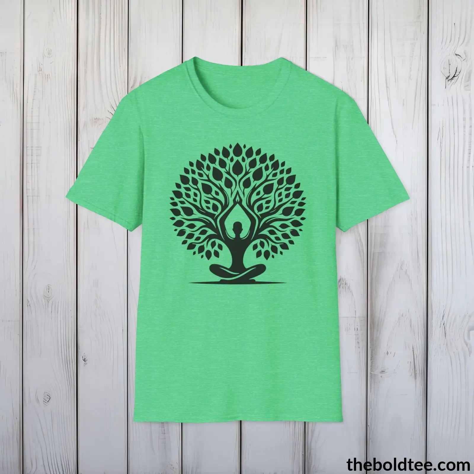 T-Shirt Heather Irish Green / S Yoga Tee - Sustainable & Soft Cotton Crewneck Unisex T-Shirt - 9 Bold Colors