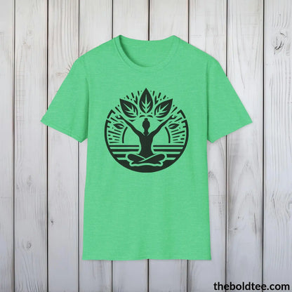 T-Shirt Heather Irish Green / S Yoga Tee - Sustainable & Soft Cotton Crewneck Unisex T-Shirt - 9 Bold Colors