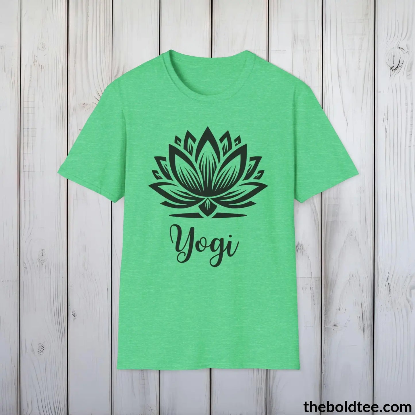 T-Shirt Heather Irish Green / S Yogi Tee - Sustainable & Soft Cotton Crewneck Unisex T-Shirt - 9 Bold Colors