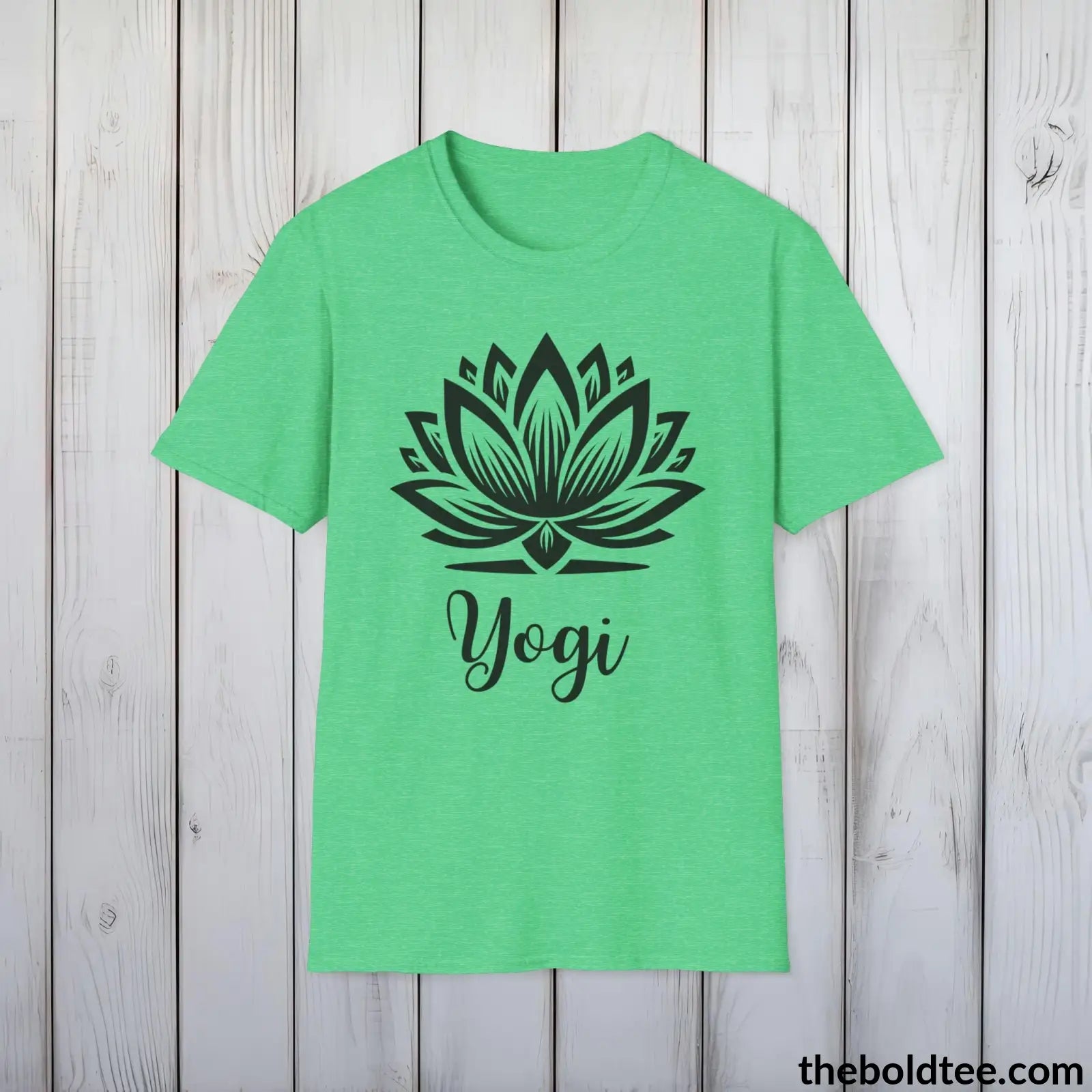 T-Shirt Heather Irish Green / S Yogi Tee - Sustainable & Soft Cotton Crewneck Unisex T-Shirt - 9 Bold Colors