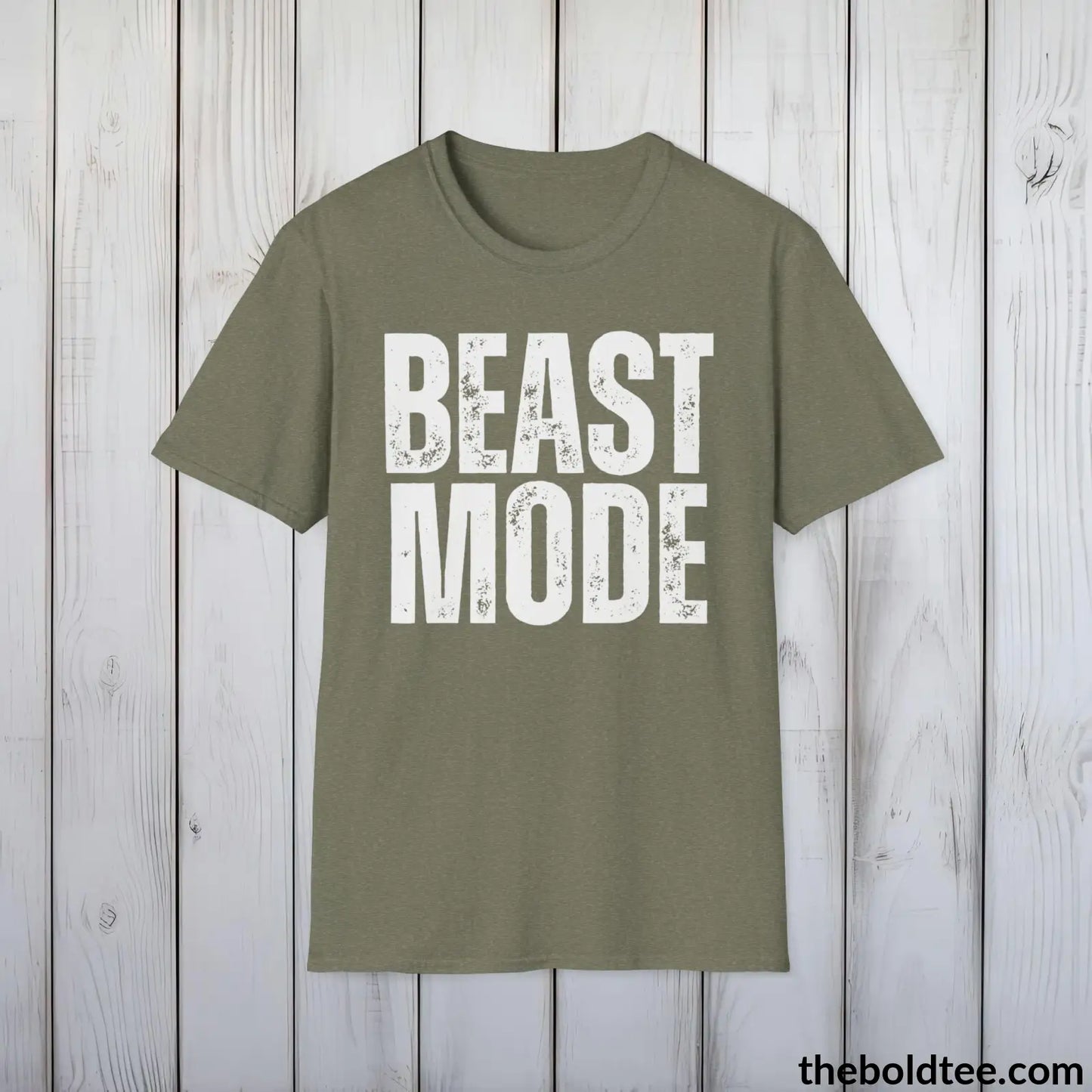 T-Shirt Heather Military Green / S Bold BEAST MODE Tee - Premium Cotton Crewneck Unisex T-Shirt - 9 Bold Colors