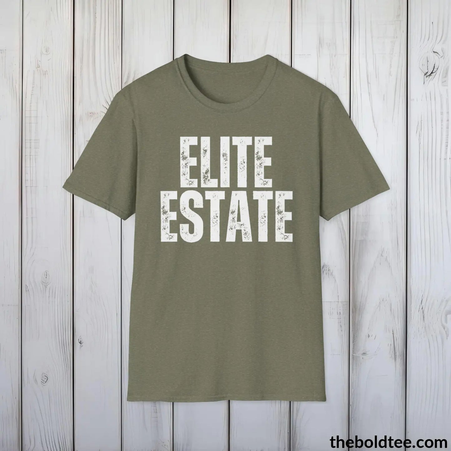 T-Shirt Heather Military Green / S Bold ELITE ESTATE Tee - Premium Cotton Crewneck Unisex T-Shirt - 9 Bold Colors