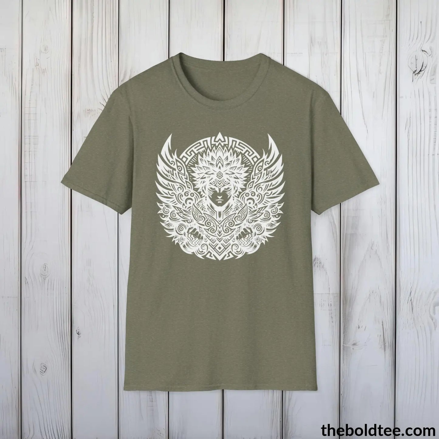 T-Shirt Heather Military Green / S Bold Tribal Pattern Tee - Premium Soft Cotton Crewneck Unisex T-Shirt - 9 Bold Colors