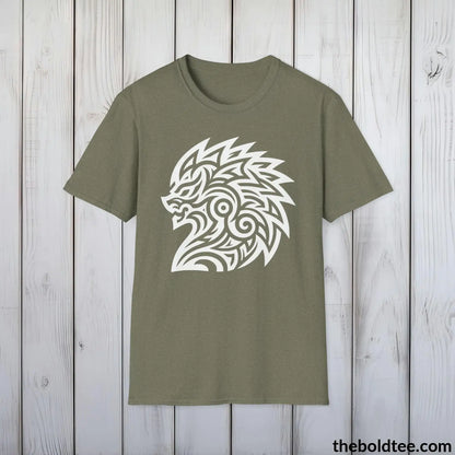 T-Shirt Heather Military Green / S Bold Tribal Pattern Tee - Premium Soft Cotton Crewneck Unisex T-Shirt - 9 Bold Colors