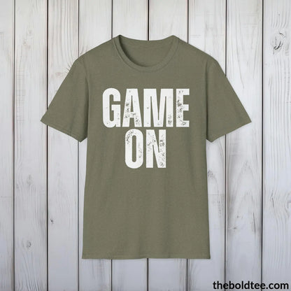 T-Shirt Heather Military Green / S GAME ON Gamer Tee - Sustainable & Soft Cotton Crewneck Unisex T-Shirt - 9 Bold Colors