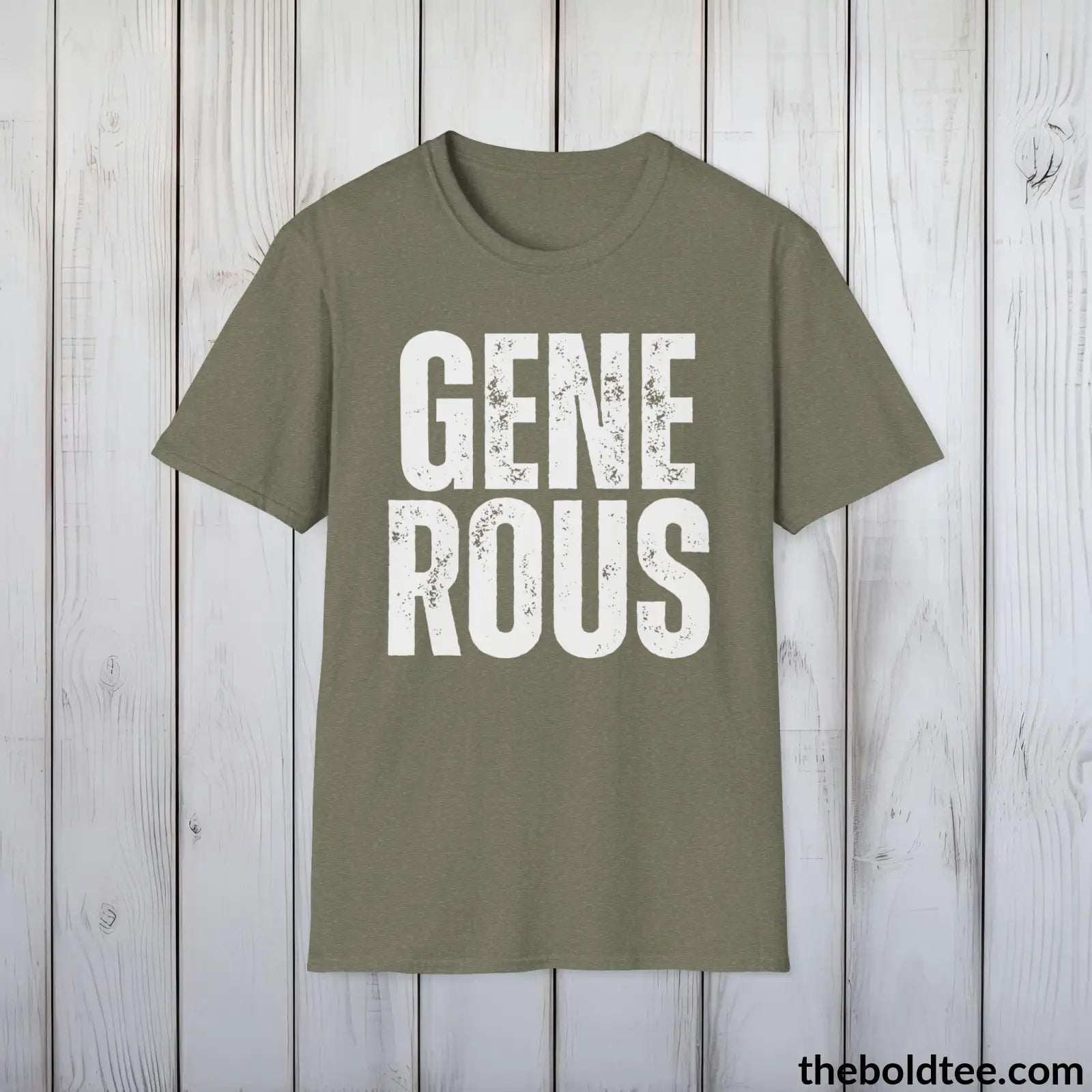 T-Shirt Heather Military Green / S GENEROUS Tee - Casual, Sustainable & Soft Cotton Crewneck Unisex T-Shirt - 9 Bold Colors