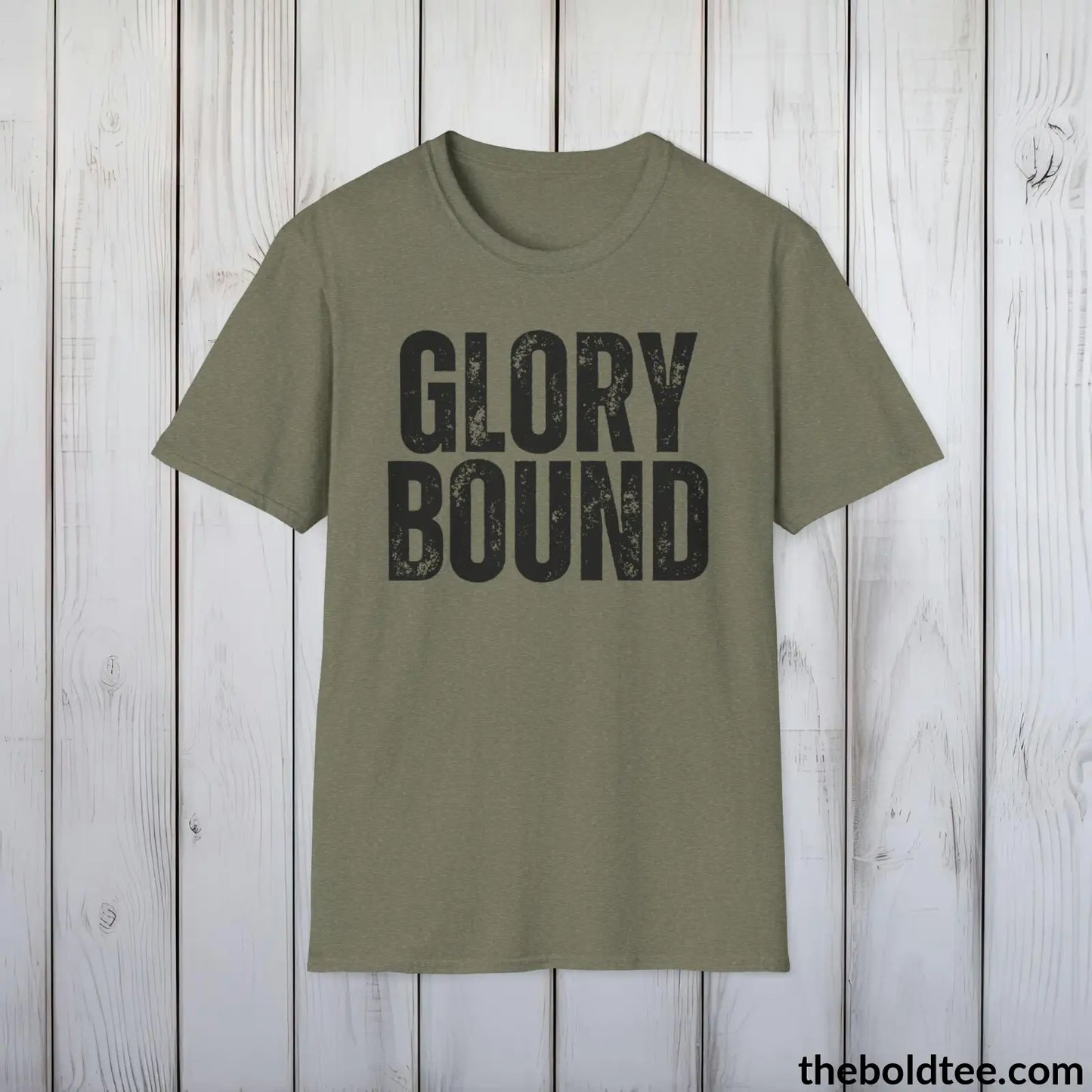 T-Shirt Heather Military Green / S GLORY BOUND Military Tee - Strong & Versatile Cotton Crewneck T-Shirt - 9 Bold Colors