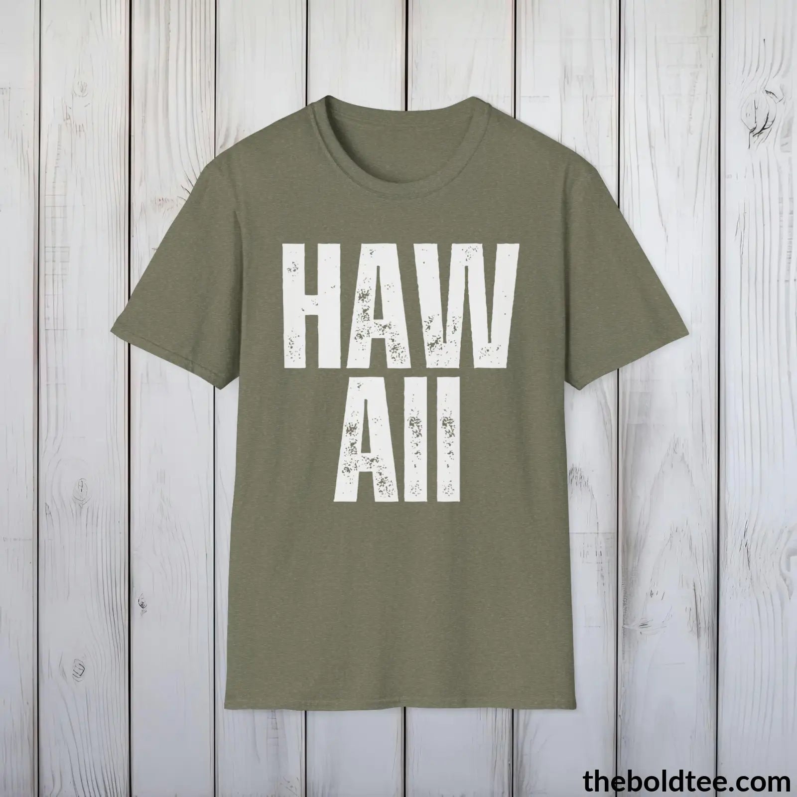 T-Shirt Heather Military Green / S HAWAII Tee - Casual, Sustainable & Soft Cotton Crewneck Unisex T-Shirt - 9 Bold Colors