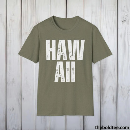 T-Shirt Heather Military Green / S HAWAII Tee - Casual, Sustainable & Soft Cotton Crewneck Unisex T-Shirt - 9 Bold Colors