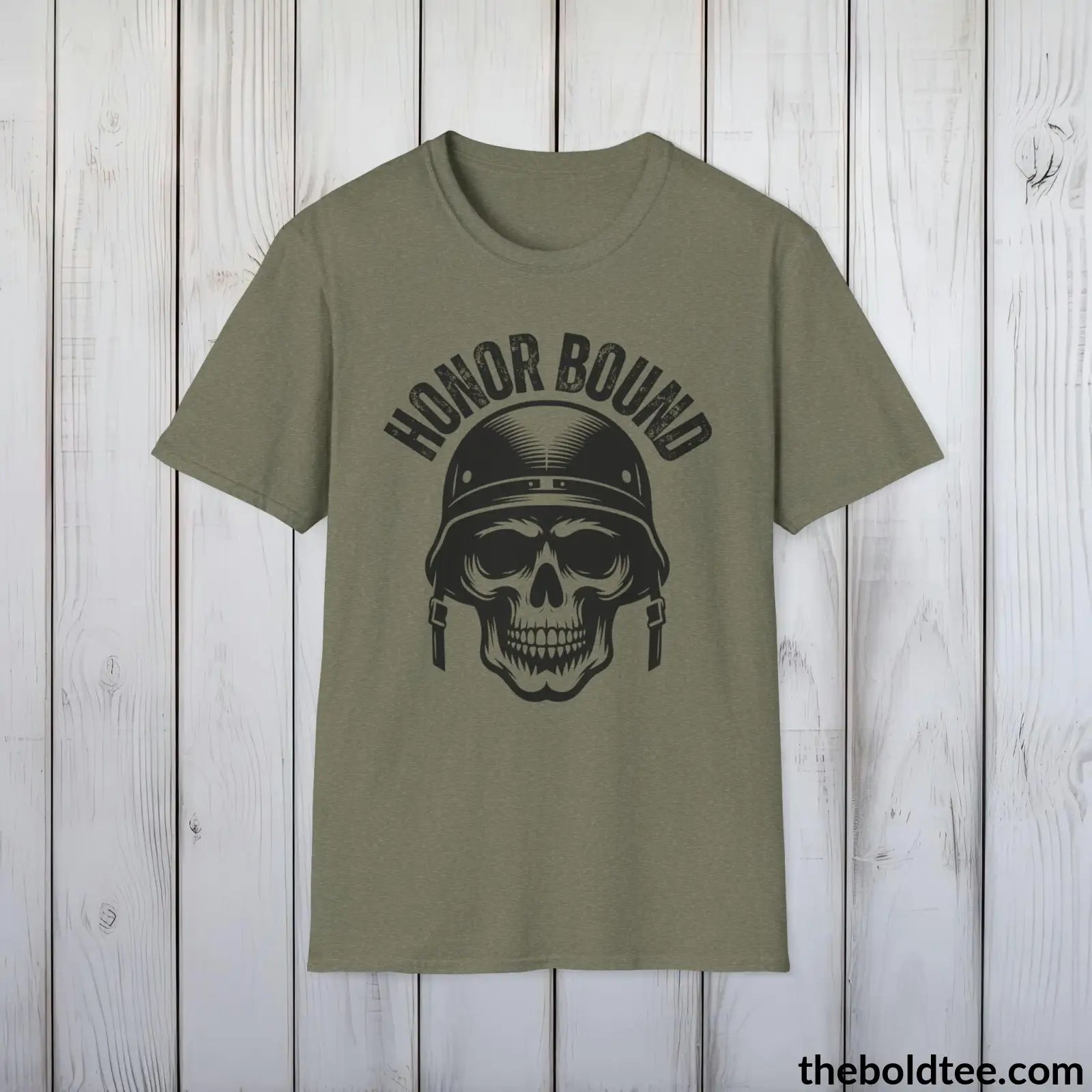 T-Shirt Heather Military Green / S HONOR BOUND Military Tee - Strong & Versatile Cotton Crewneck T-Shirt - 9 Bold Colors