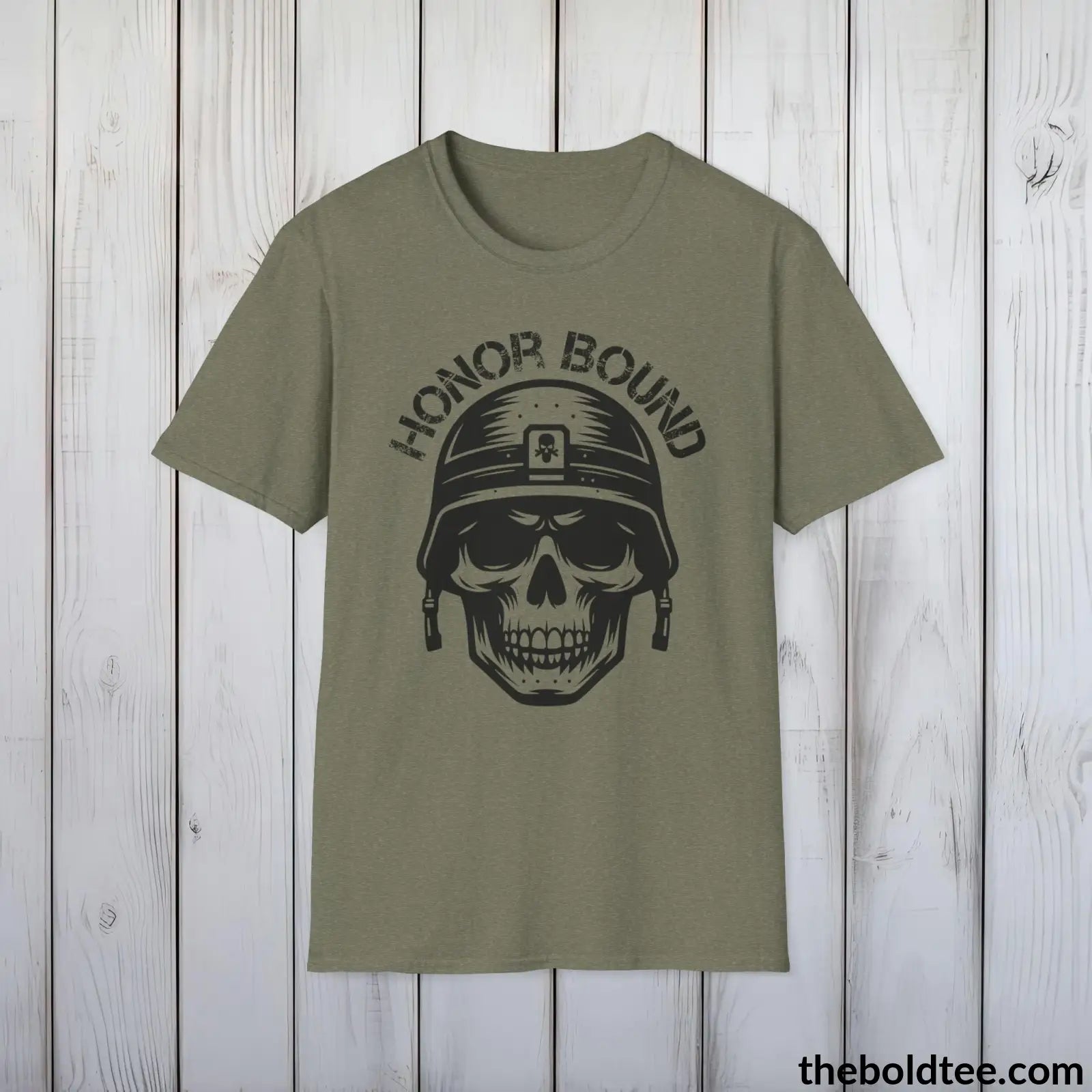 T-Shirt Heather Military Green / S HONOR BOUND Military Tee - Strong & Versatile Cotton Crewneck T-Shirt - 9 Bold Colors