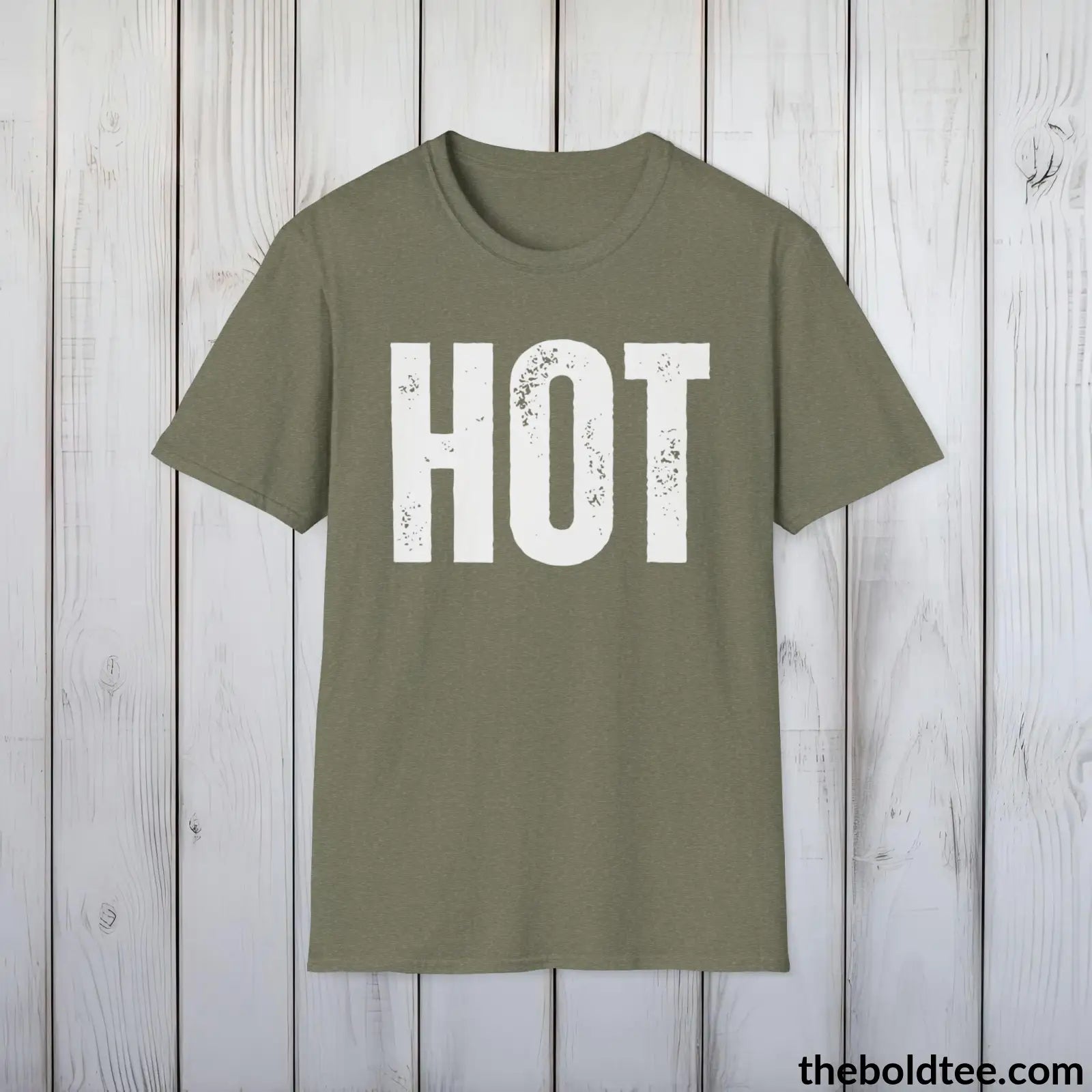 T-Shirt Heather Military Green / S HOT Tee - Bold Urbnan Cotton T-Shirt - 9 Epic Colors Available