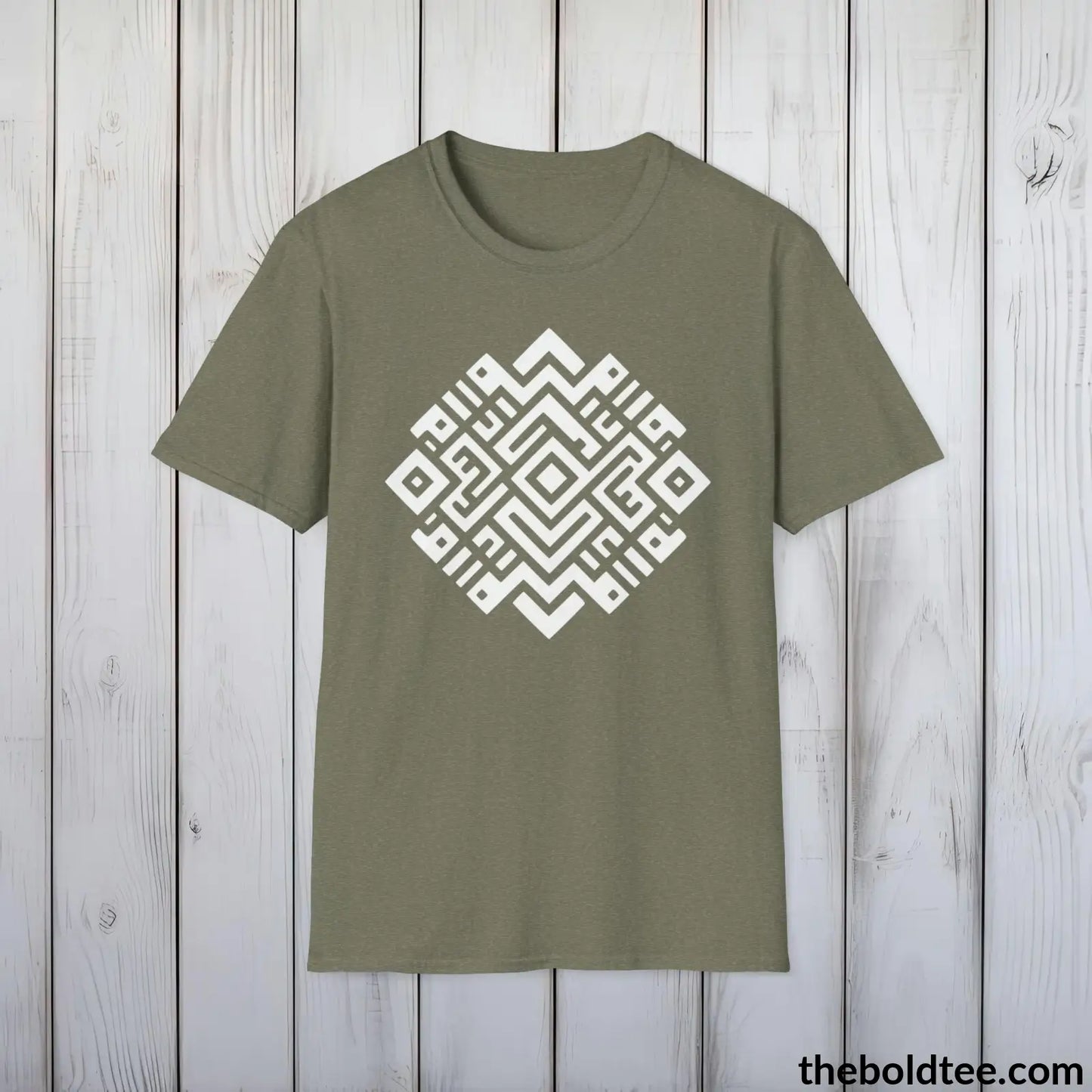 T-Shirt Heather Military Green / S Inca Tribal Pattern Tee - Premium Soft Cotton Crewneck Unisex T-Shirt - 9 Bold Colors