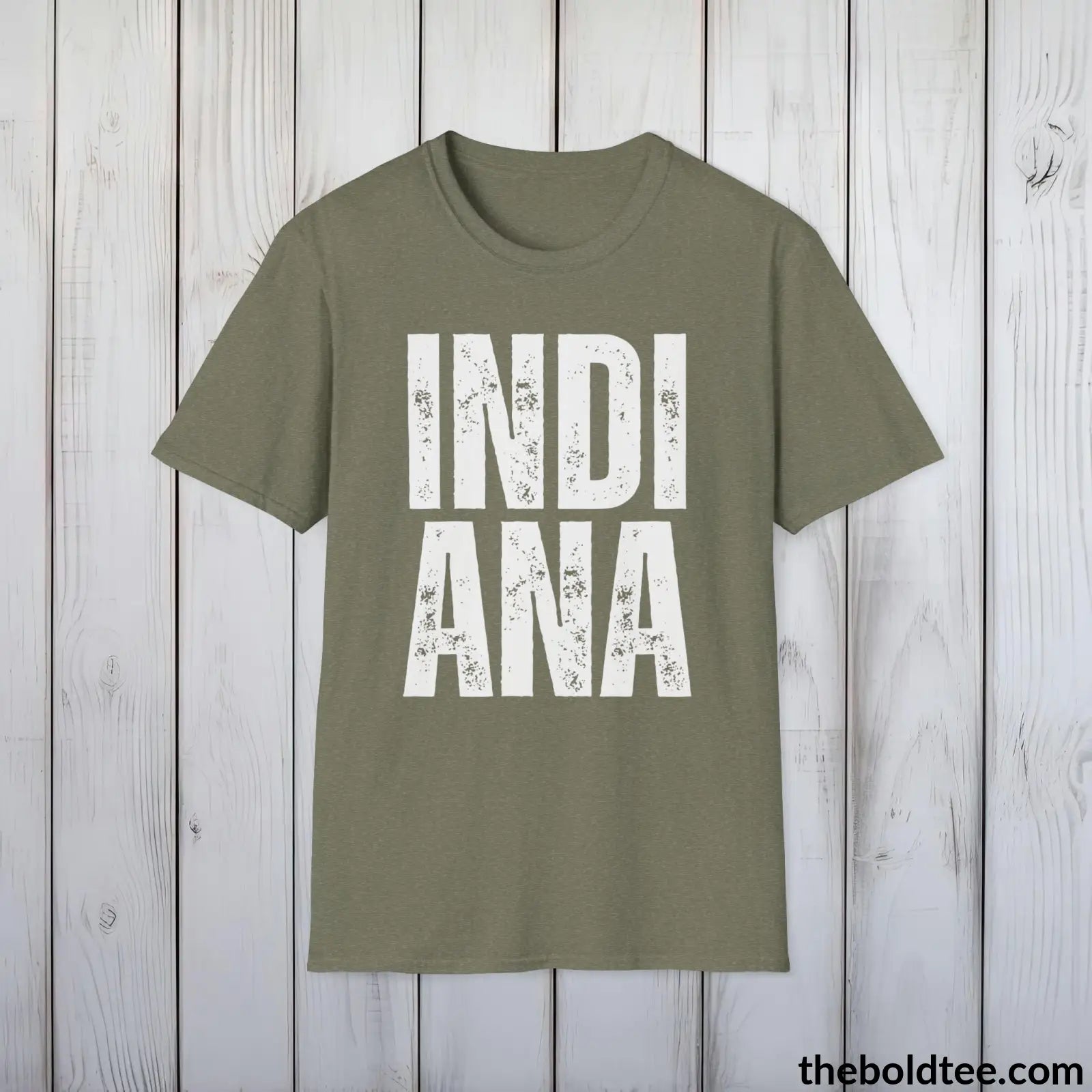 T-Shirt Heather Military Green / S INDIANA Tee - Casual, Sustainable & Soft Cotton Crewneck Unisex T-Shirt - 9 Bold Colors