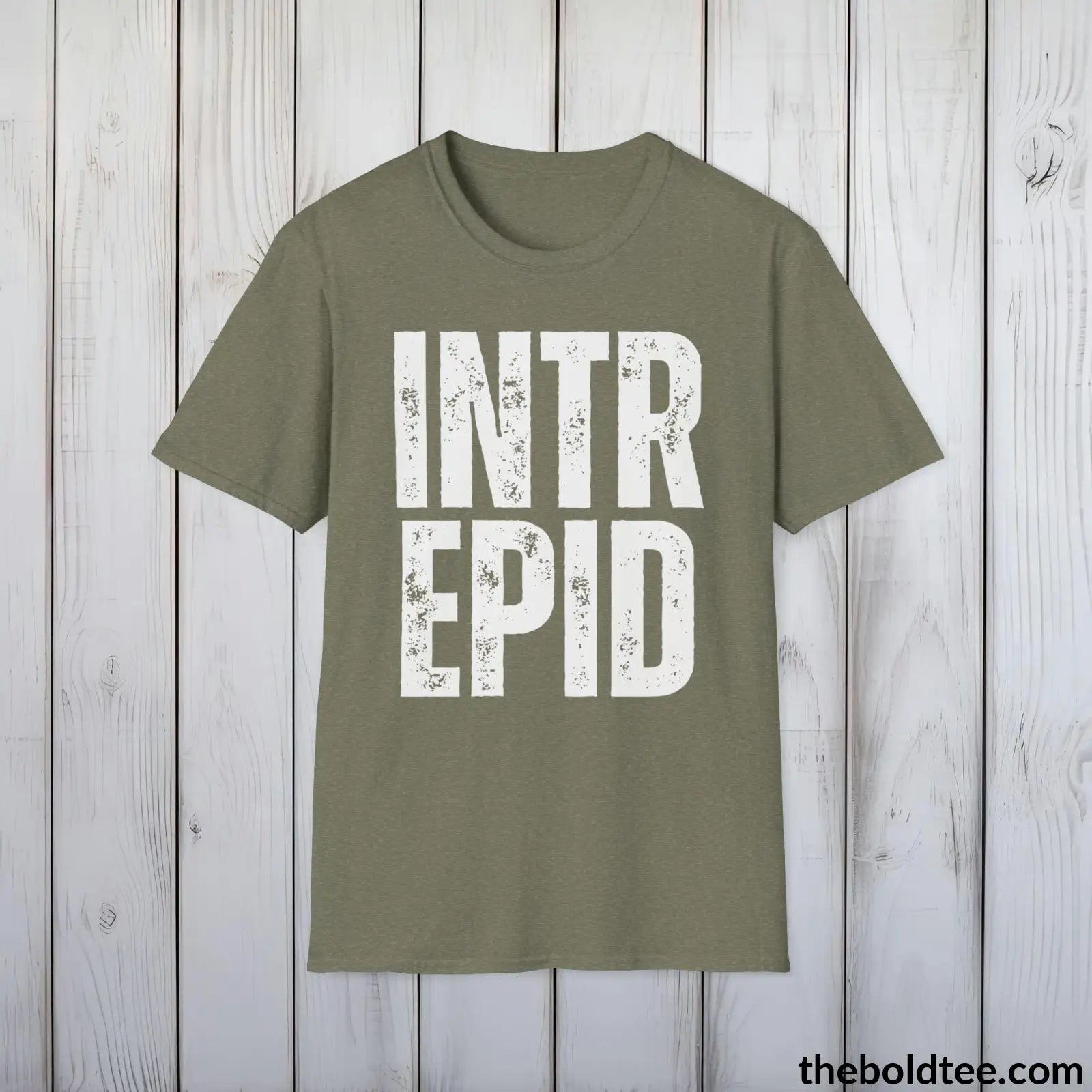 T-Shirt Heather Military Green / S INTERPID Tee - Casual, Sustainable & Soft Cotton Crewneck Unisex T-Shirt - 9 Bold Colors