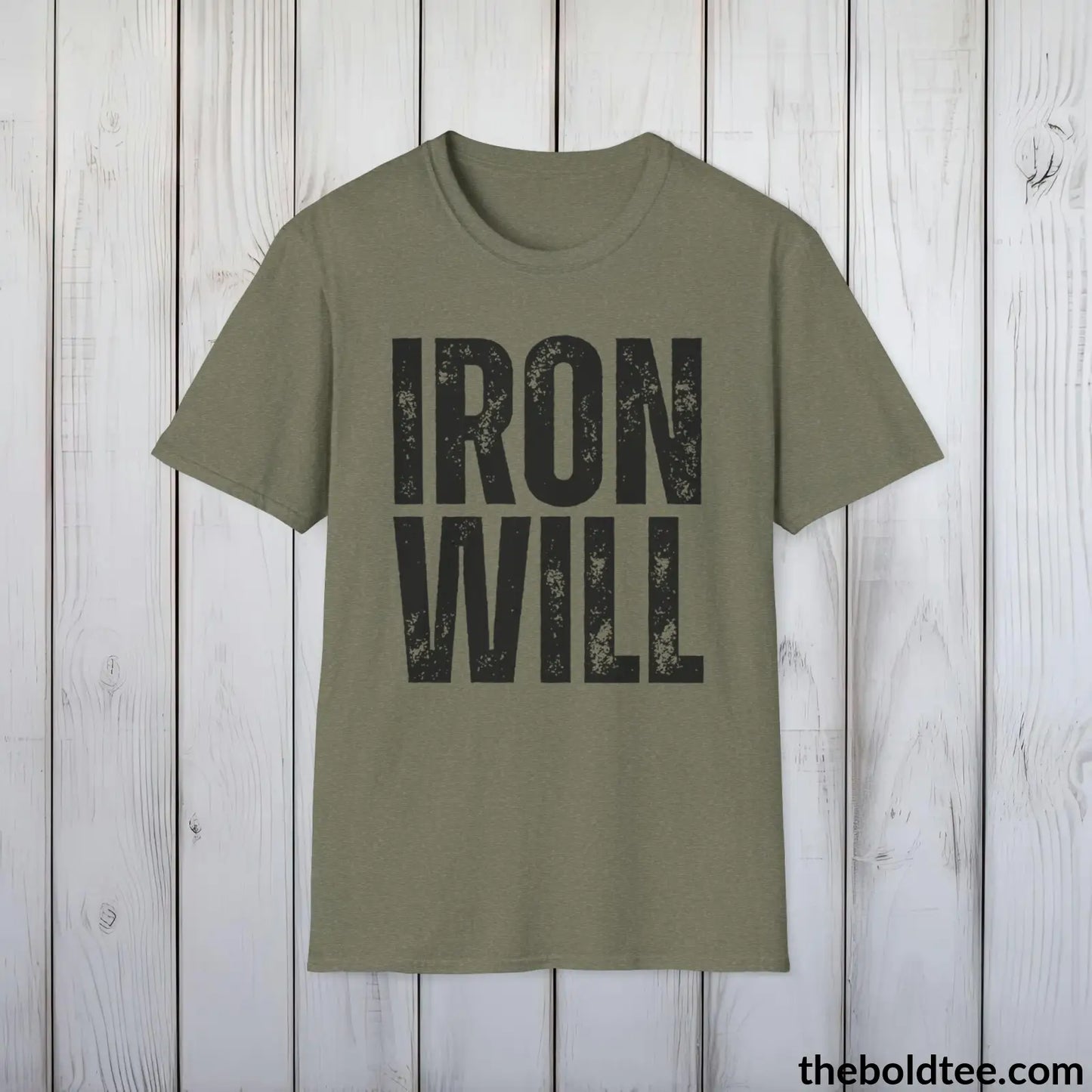 T-Shirt Heather Military Green / S IRON WILL Military Tee - Strong & Versatile Cotton Crewneck T-Shirt - 9 Bold Colors