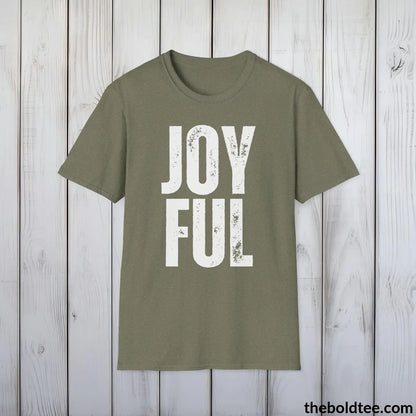 T-Shirt Heather Military Green / S JOYFUL Tee - Casual, Sustainable & Soft Cotton Crewneck Unisex T-Shirt - 9 Bold Colors