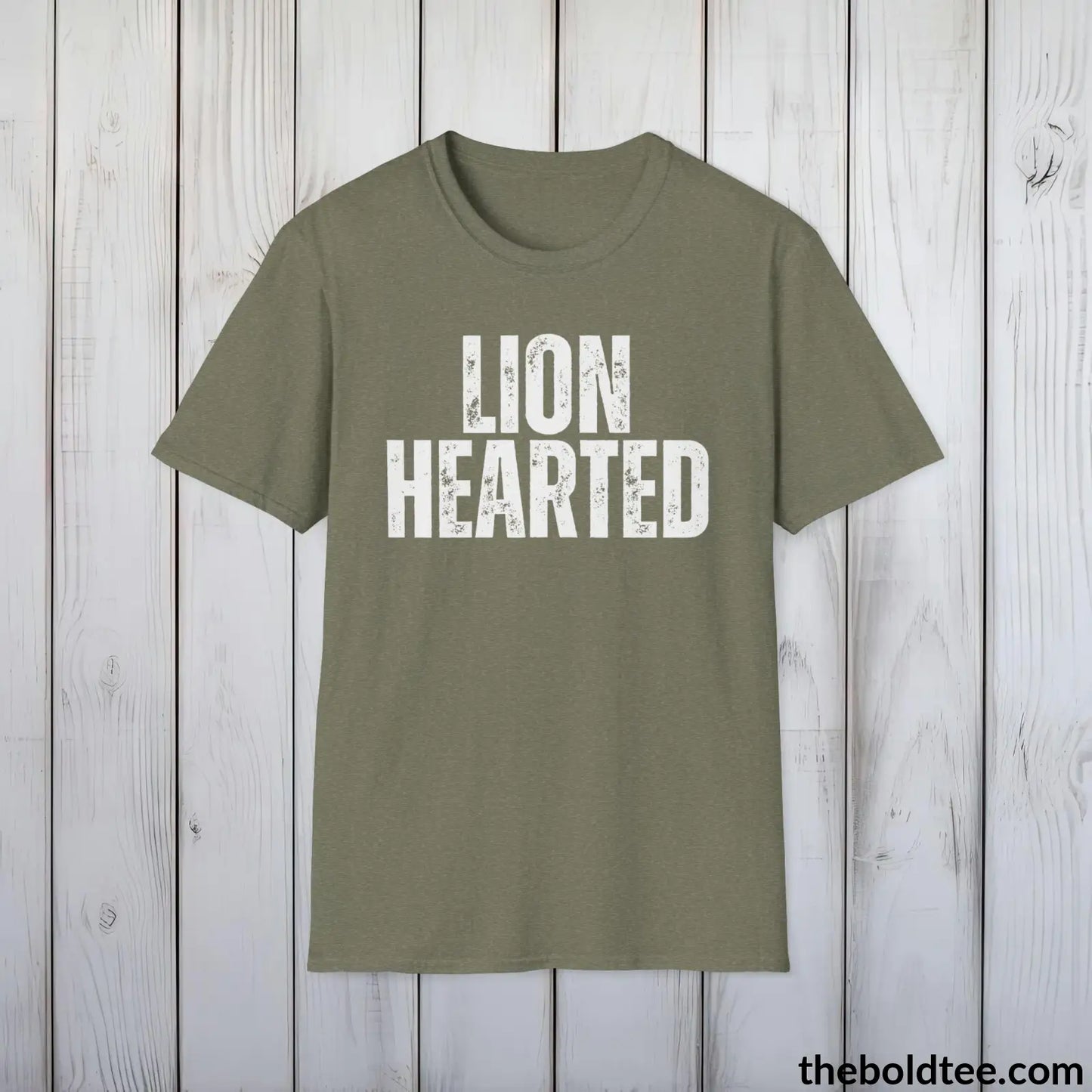 T-Shirt Heather Military Green / S LIONHEARTED Tee - Casual, Sustainable & Soft Cotton Crewneck Unisex T-Shirt - 9 Bold Colors