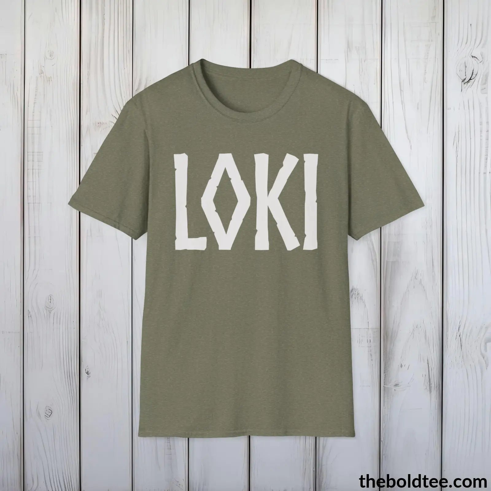 T-Shirt Heather Military Green / S LOKI Tee - Bold Viking Mythology Cotton T-Shirt - 9 Epic Dark Colors Available