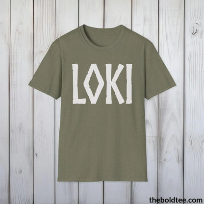 T-Shirt Heather Military Green / S LOKI Tee - Bold Viking Mythology Cotton T-Shirt - 9 Epic Dark Colors Available