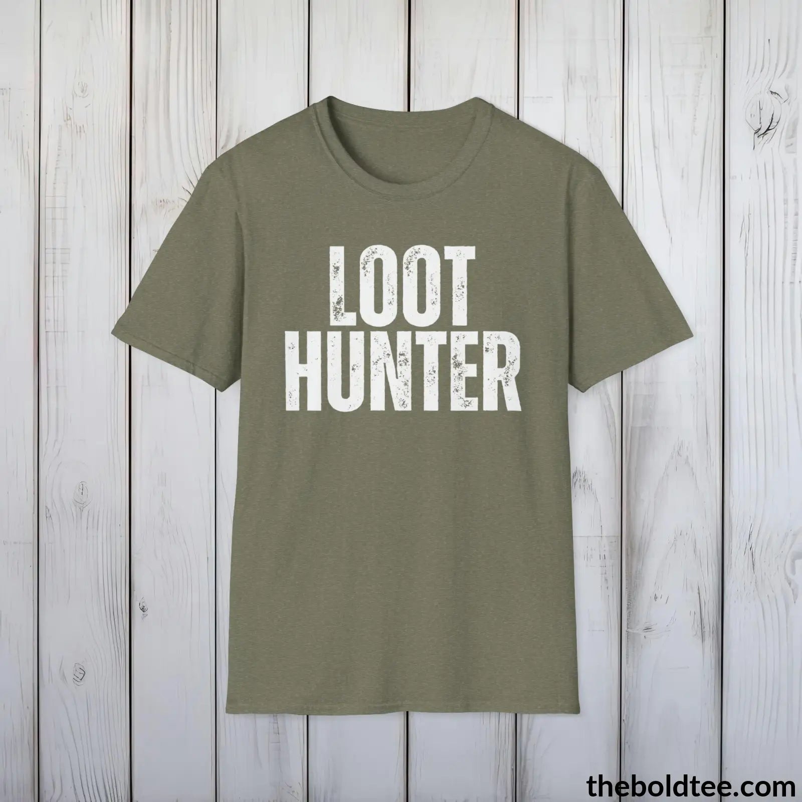 T-Shirt Heather Military Green / S LOOT HUNTER Gamer Tee - Sustainable & Soft Cotton Crewneck Unisex T-Shirt - 9 Bold Colors