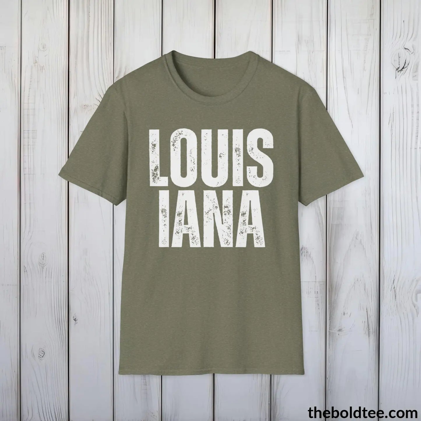 T-Shirt Heather Military Green / S LOUISIANA Tee - Casual, Sustainable & Soft Cotton Crewneck Unisex T-Shirt - 9 Bold Colors