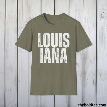 T-Shirt Heather Military Green / S LOUISIANA Tee - Casual, Sustainable & Soft Cotton Crewneck Unisex T-Shirt - 9 Bold Colors