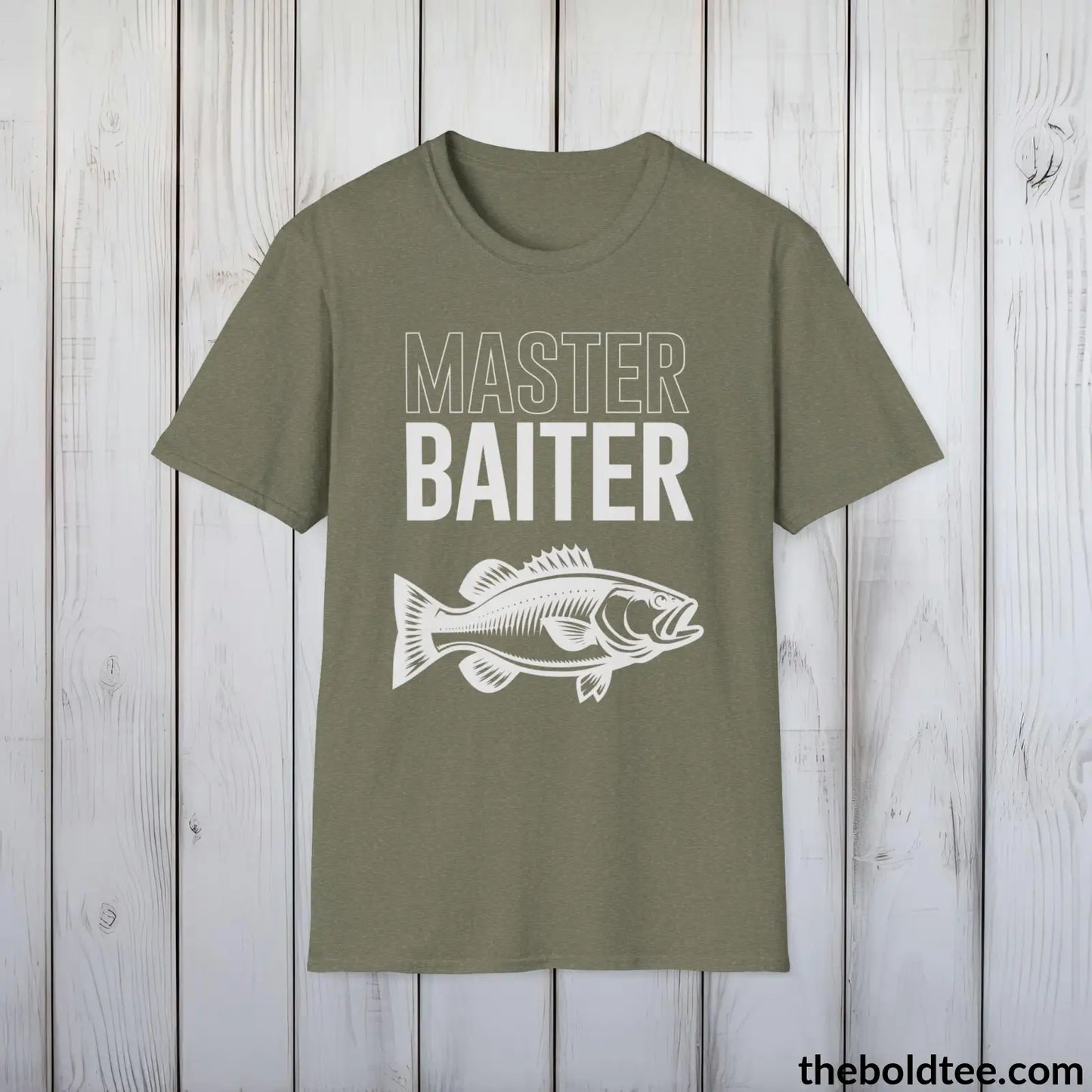 T-Shirt Heather Military Green / S Master Baiter Fisher T-Shirt - Premium Fishing Graphic Tee - Fishing Gift For Fishermen - Epic Fishing T-Shirt - 9 Colors Available