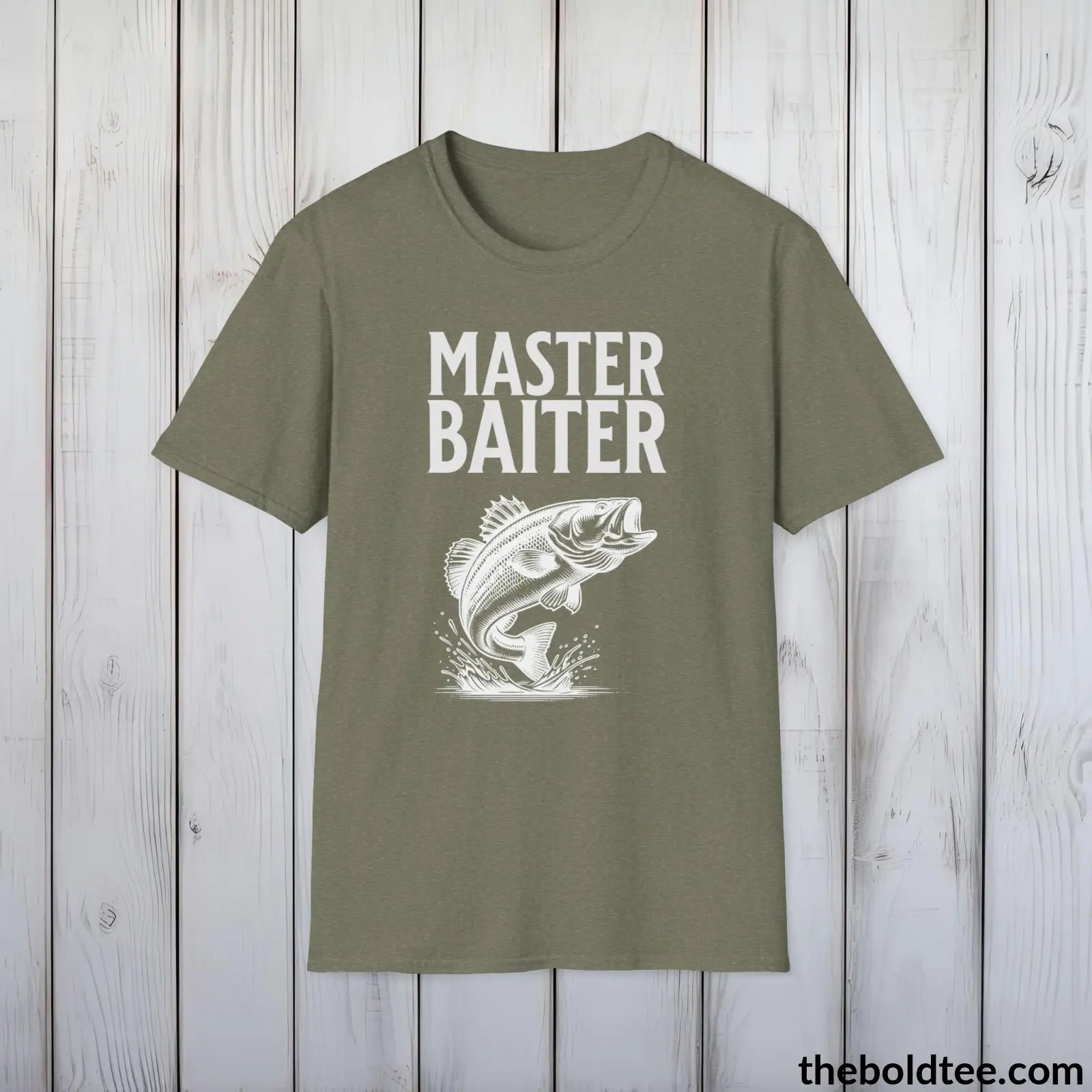 T-Shirt Heather Military Green / S Master Baiter Fisher T-Shirt - Premium Fishing Graphic Tee - Fishing Gift For Fishermen - Relaxing Fishing T-Shirt - 9 Colors Available