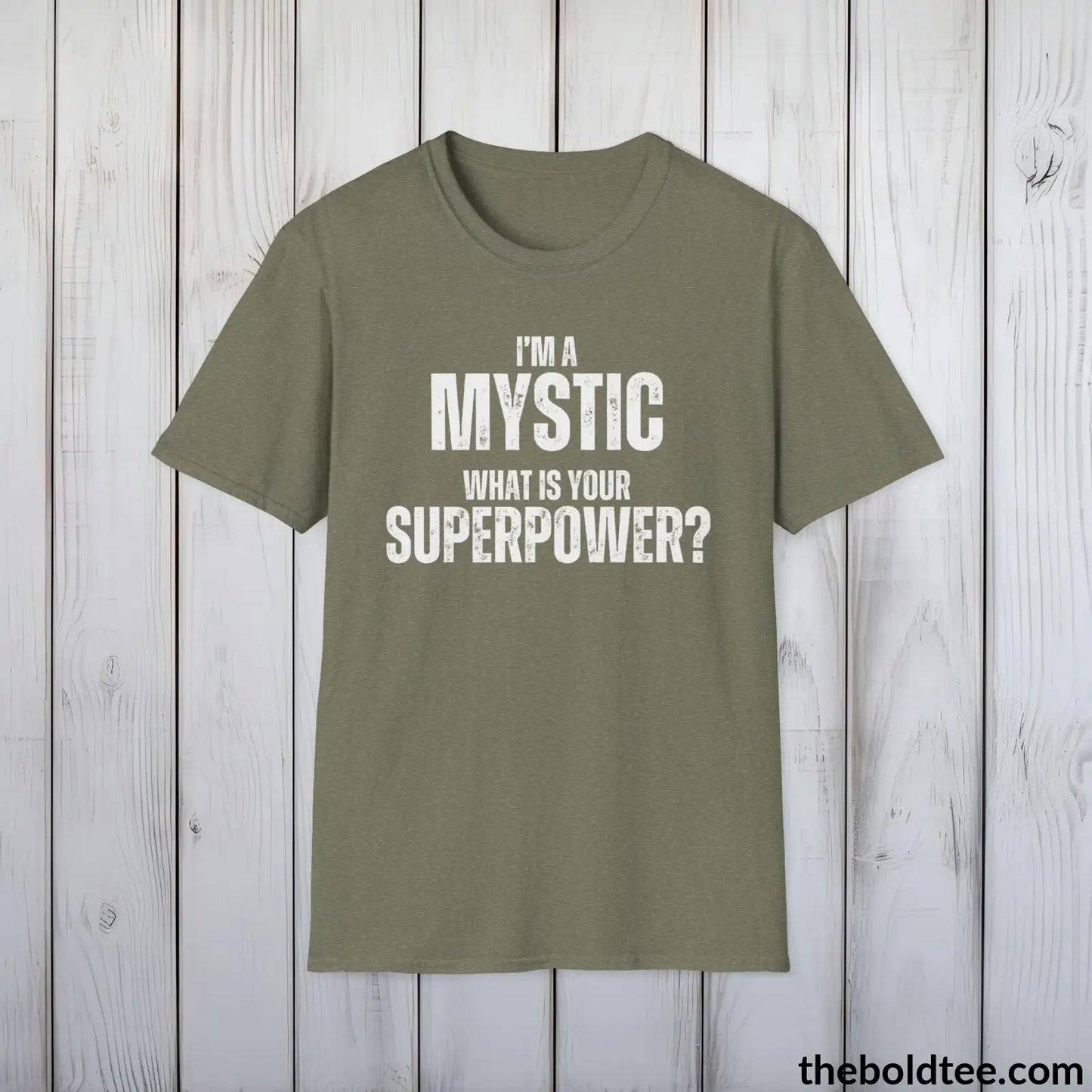 T-Shirt Heather Military Green / S MYSTIC Superpower Tee - Casual, Sustainable & Soft Cotton Crewneck Unisex T-Shirt - in 9 Bold Colors