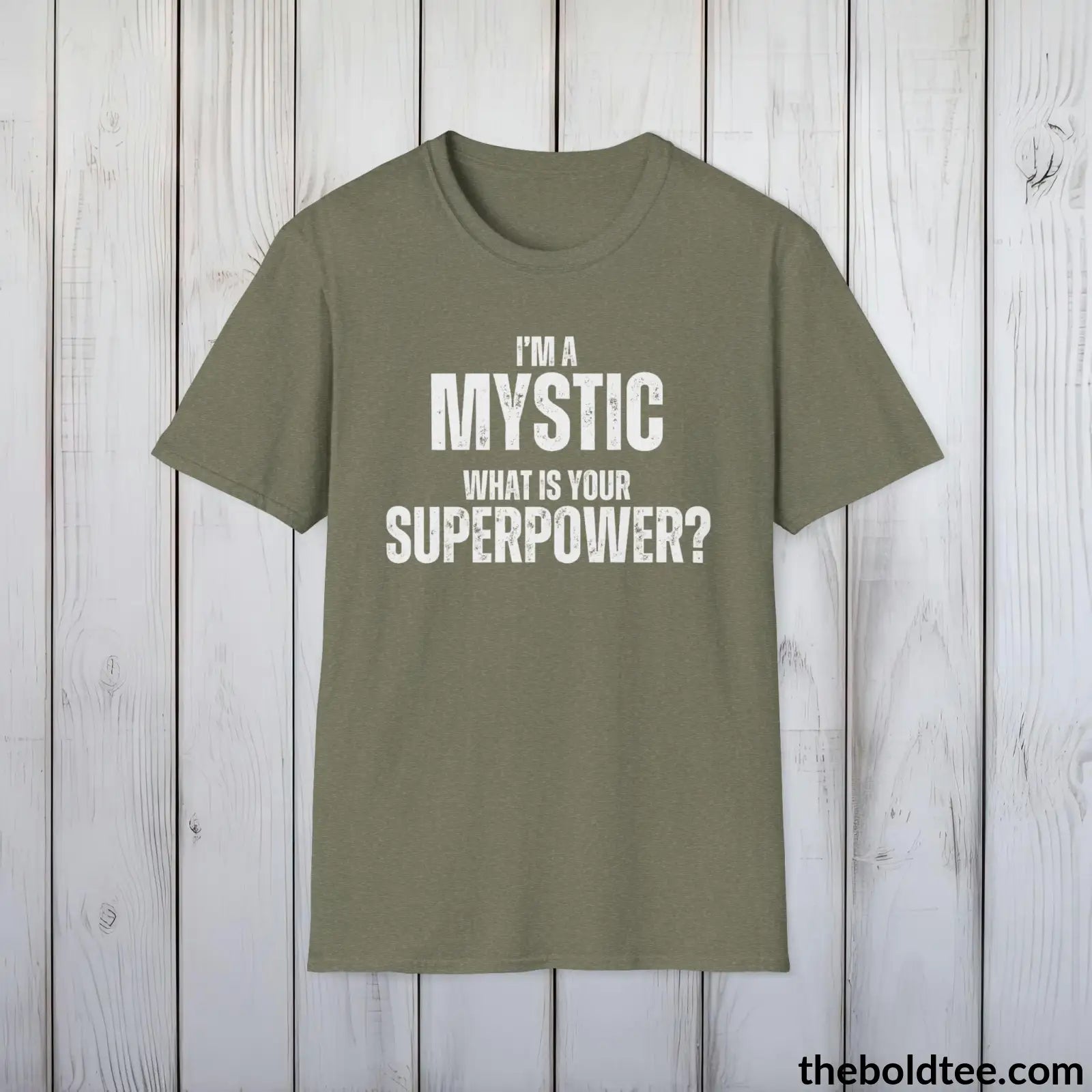 T-Shirt Heather Military Green / S MYSTIC Superpower Tee - Casual, Sustainable & Soft Cotton Crewneck Unisex T-Shirt - in 9 Bold Colors