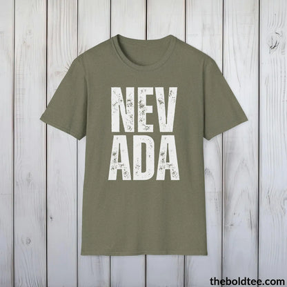 T-Shirt Heather Military Green / S NEVADA Tee - Casual, Sustainable & Soft Cotton Crewneck Unisex T-Shirt - 9 Bold Colors