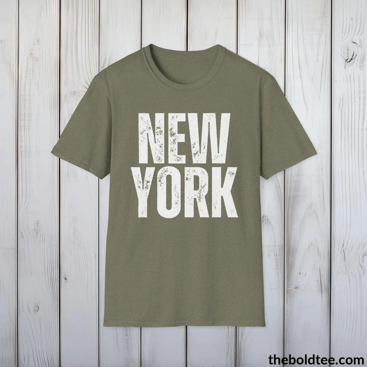 T-Shirt Heather Military Green / S NEW YORK Tee - Casual, Sustainable & Soft Cotton Crewneck Unisex T-Shirt - 9 Bold Colors