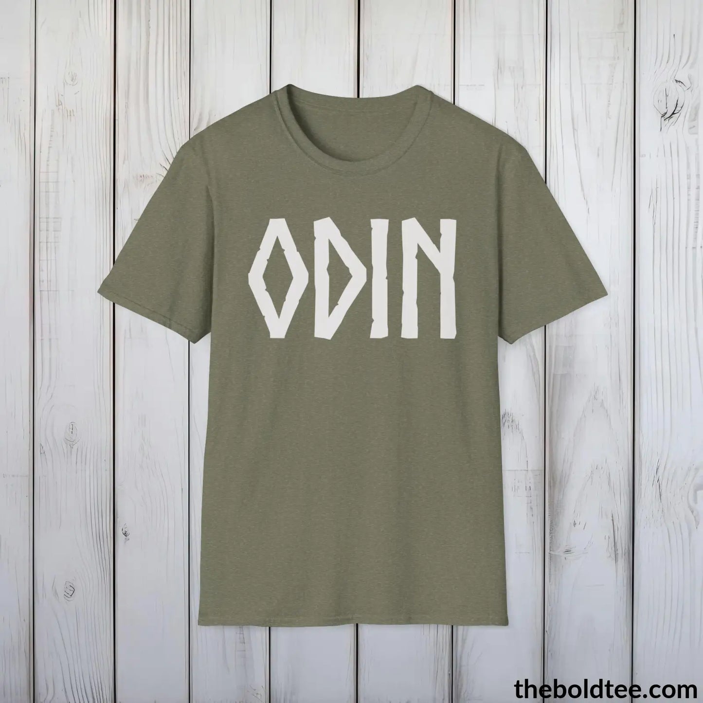 T-Shirt Heather Military Green / S ODIN Tee - Bold Viking Mythology Cotton T-Shirt - 9 Epic Dark Colors Available