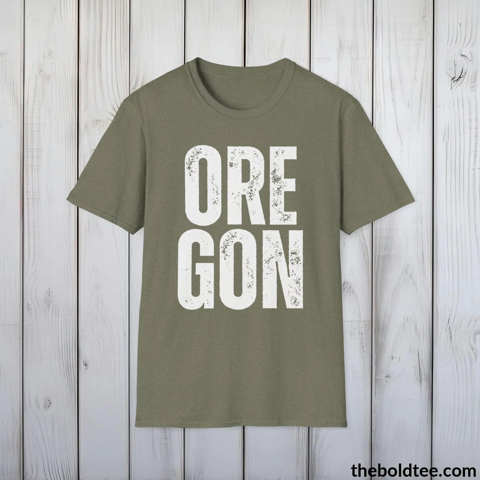 T-Shirt Heather Military Green / S OREGON Tee - Casual, Sustainable & Soft Cotton Crewneck Unisex T-Shirt - 9 Bold Colors