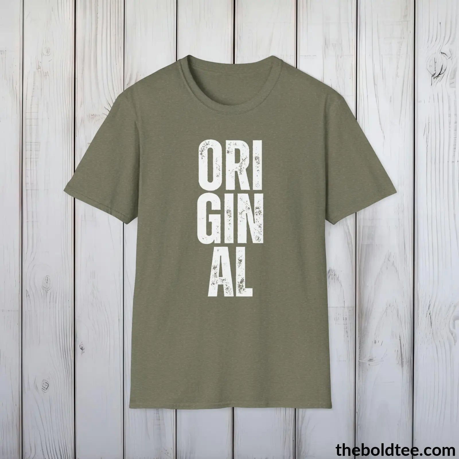 T-Shirt Heather Military Green / S Original Tee - Sustainable & Soft Cotton Crewneck Unisex T-Shirt - 9 Bold Colors